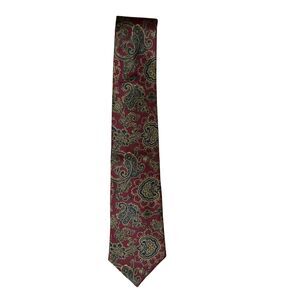 Burt Pulitzer Mens Neck Tie Silk Paisley Burgundy Navy 55 x 3.5 USA Vintage Tie